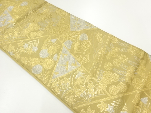 アンティーク　菊桐模様織出し袋帯（材料）